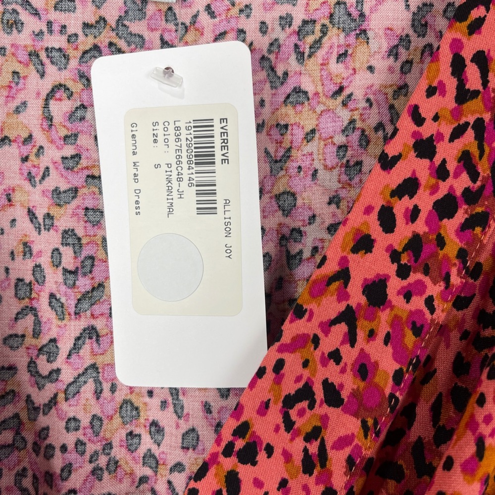 NEW Evereve Allison Joy Glenna Wrap Dress Size S Pink Animal Sleeveless Maxi - Picture 6 of 10